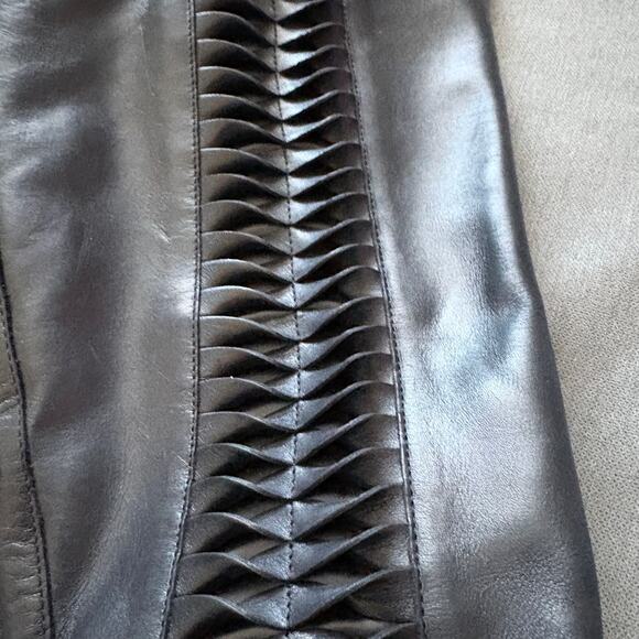 Gianni Bini Black Leather Knee High Boots Woven Detail Riding Style Size 8.5M - Picture 5 of 8